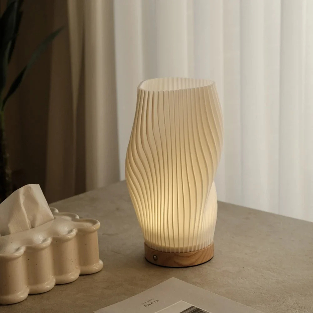 Textured Vase-Shaped LED Bedside Lamp with USB Cord - view 10