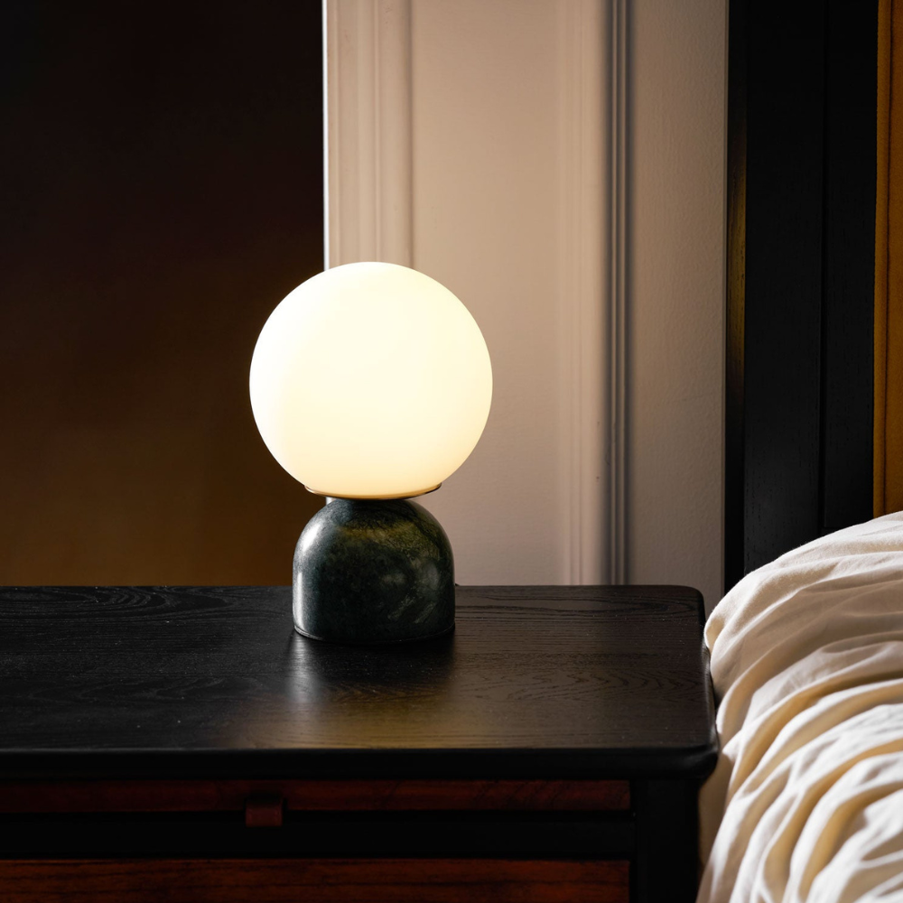 Marble Base Glass Globe Table Lamp, UK Plug - view 4