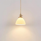 White Ribbed Ceramic Dome Pendant Light - view 12