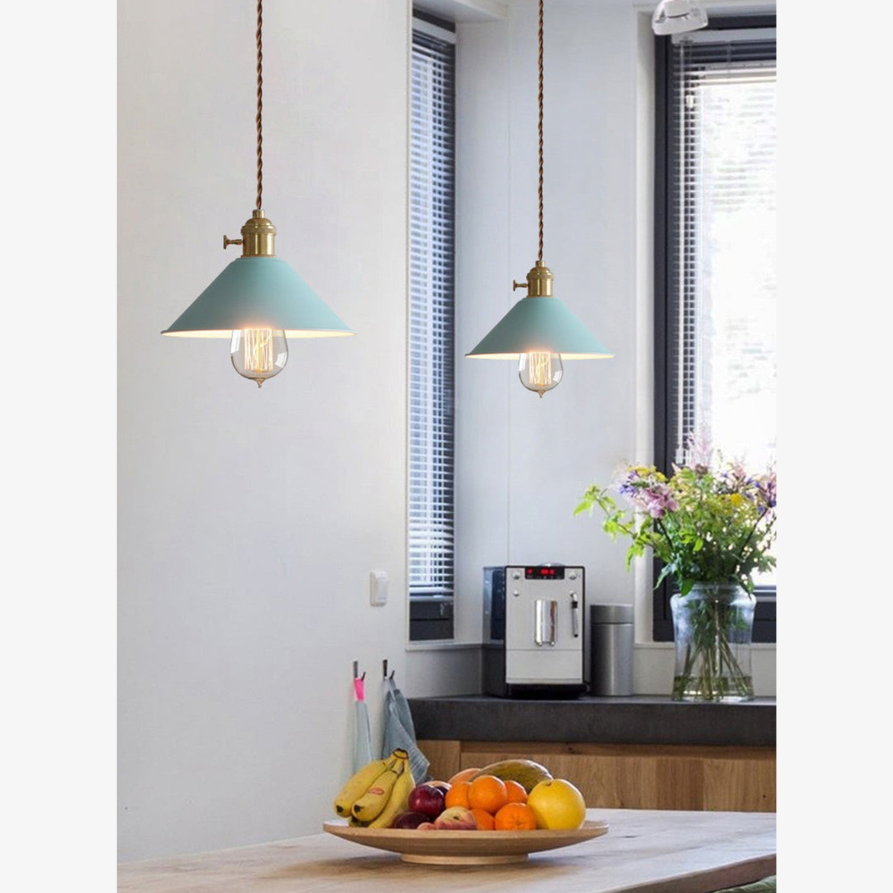 Matte Cone Pendant Light with Brass Fitting - view 10