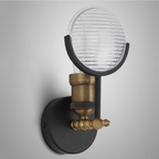 Ribbed Fresnel Glass Wall Sconce with Brass Finish - view 9