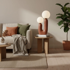 U-Shaped Resin Table Lamp with Twin Glass Globes, UK Plug - view 3