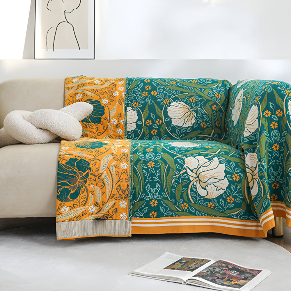 Green Botanical Cotton Gauze Blanket – image 7
