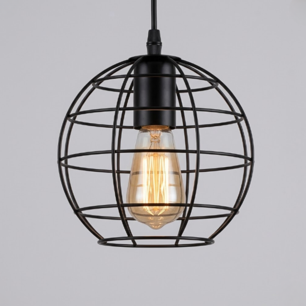 Geometric Wire Cage Pendant Light, Industrial Metal Design - view 8