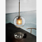 Glass and Perforated Metal Pendant Light, Industrial Style - view 11