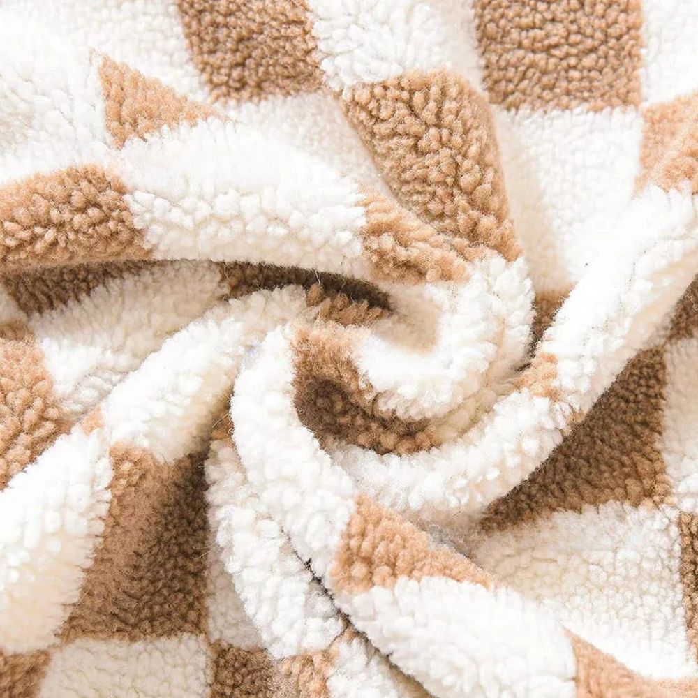 Faux Fur Checkerboard Cushion Cover – image 2