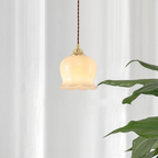 Floral Resin Pendant Light with Brass Hardware - view 9