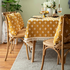 Yellow Embroidered Tassel Tablecloth – image 4