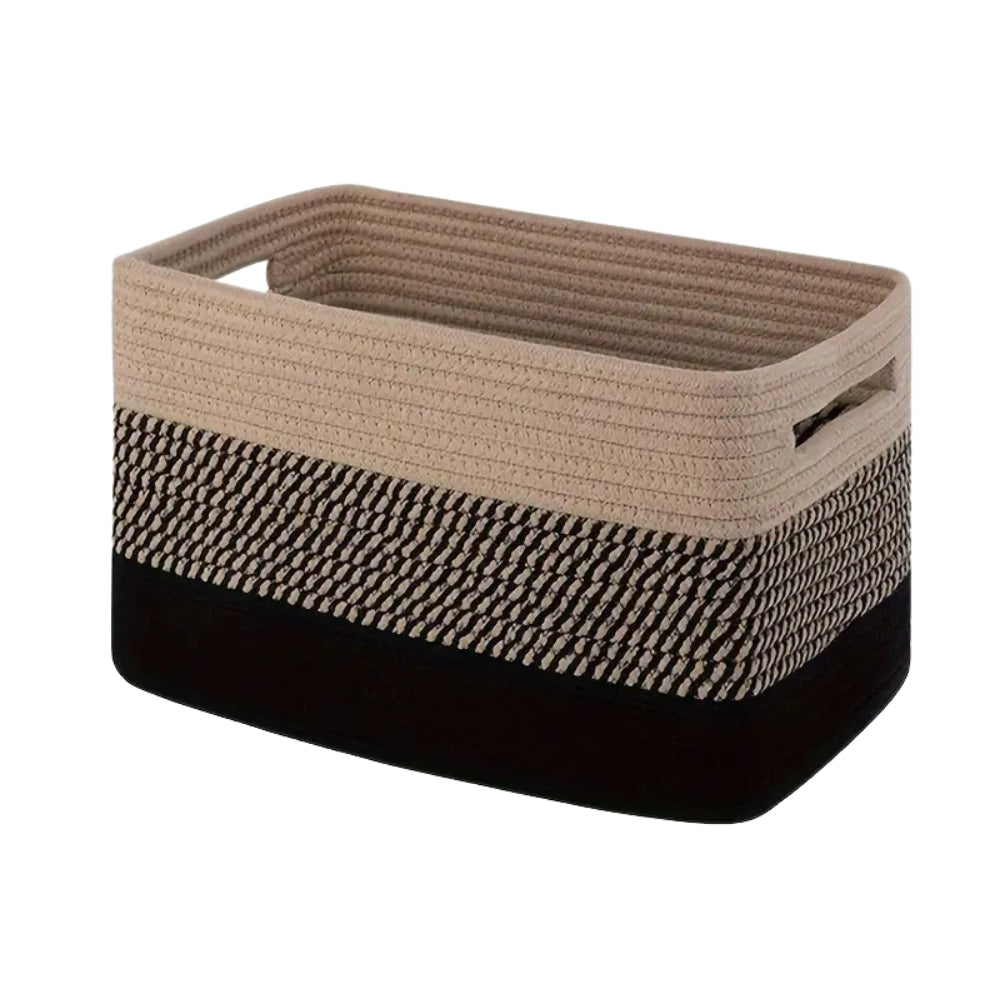Rectangular Cotton Rope Storage Basket with Handles – image 2