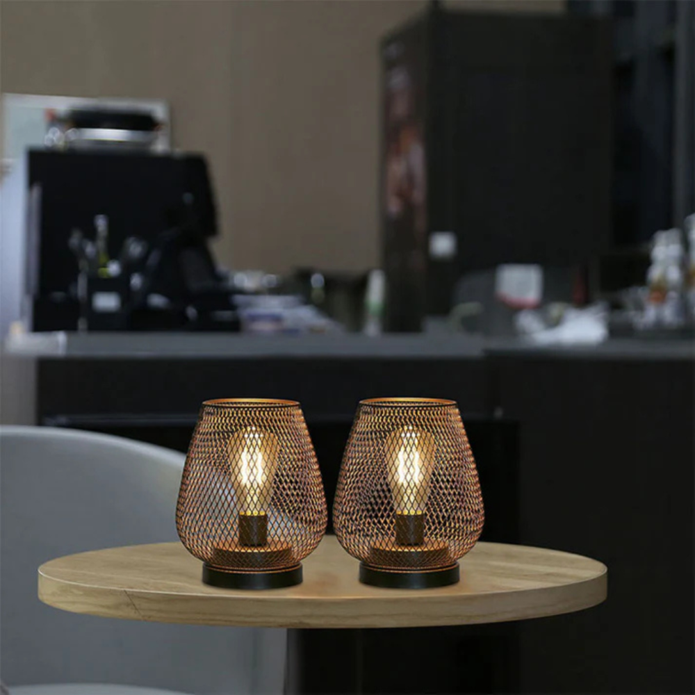 Battery-Powered Iron Mesh Table Lamp Set - view 4