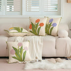 Embroidered Tulip Cotton Cushion Cover – image 1