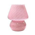 Swirled Glass Mushroom Lamp, USB-Powered Dimmable Table Light - Pink