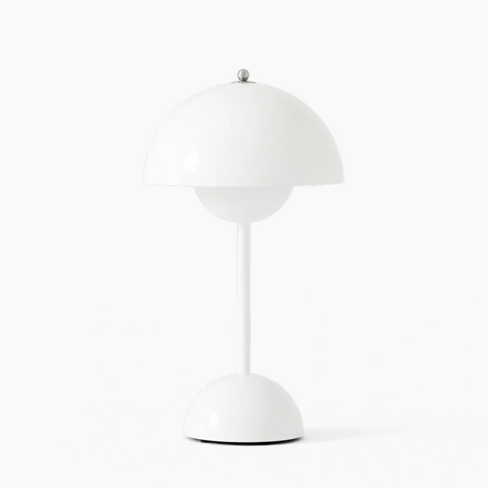 Mushroom Pod Table Lamp, Rechargeable Touch-Dimmable LED Light - White