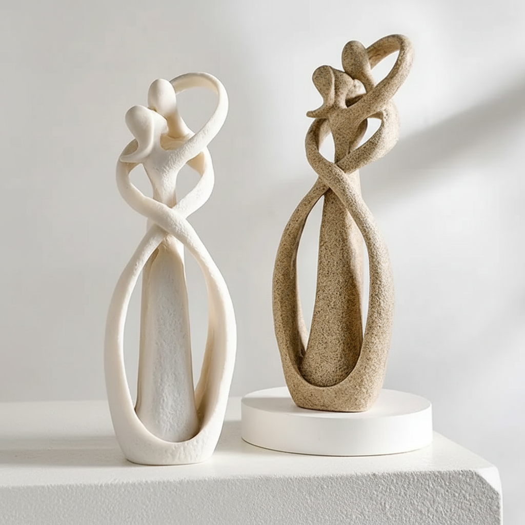 Abstract Couple Resin Figurine, Modern Tabletop Sculpture — product view 5