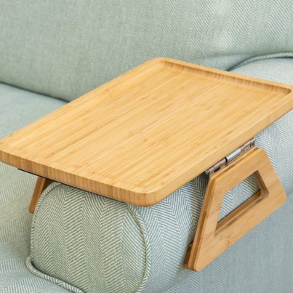 Bamboo Sofa Arm Tray, Adjustable Clip-On Table - product view 3