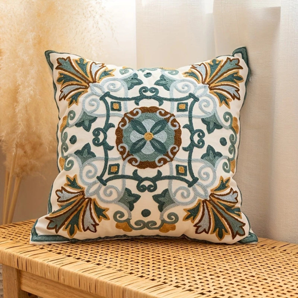 Vintage Floral Embroidered Cushion Cover - product view 3