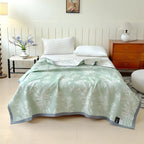 Reversible Cotton Gauze Blanket with Leaf Pattern - product view 3