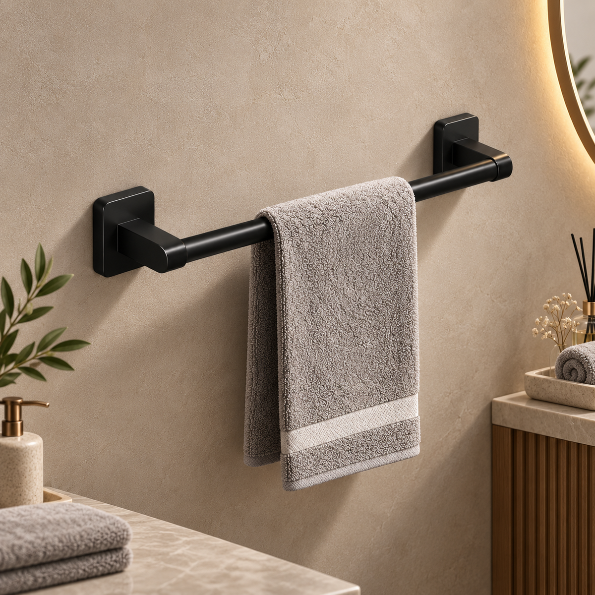 Bathroom Towel Holder Aluminium Wall Mounted Hook