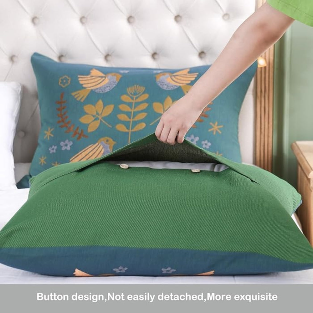 Bird Jacquard Cotton Gauze Pillowcases, Set of 2 - product view 3