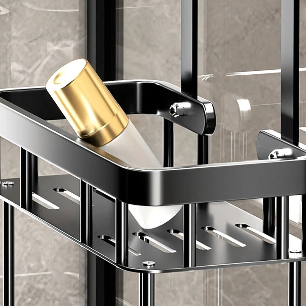 Hanging Shower Caddy Rack, Black No-Drill Bathroom Storage - product view 3