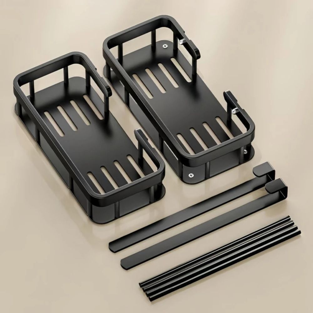 Hanging Shower Caddy Rack, Black No-Drill Bathroom Storage - product view 6