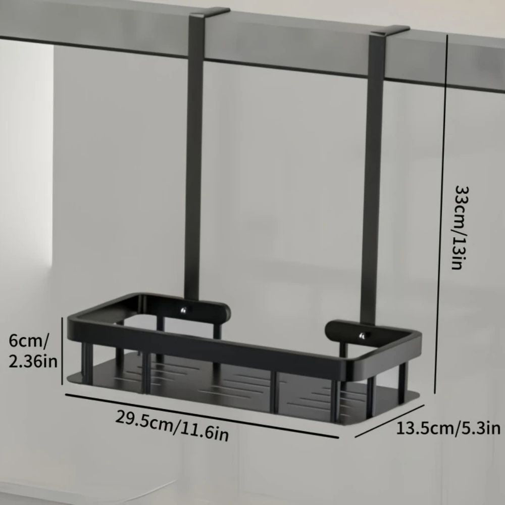 Hanging Shower Caddy Rack, Black No-Drill Bathroom Storage - product view 7