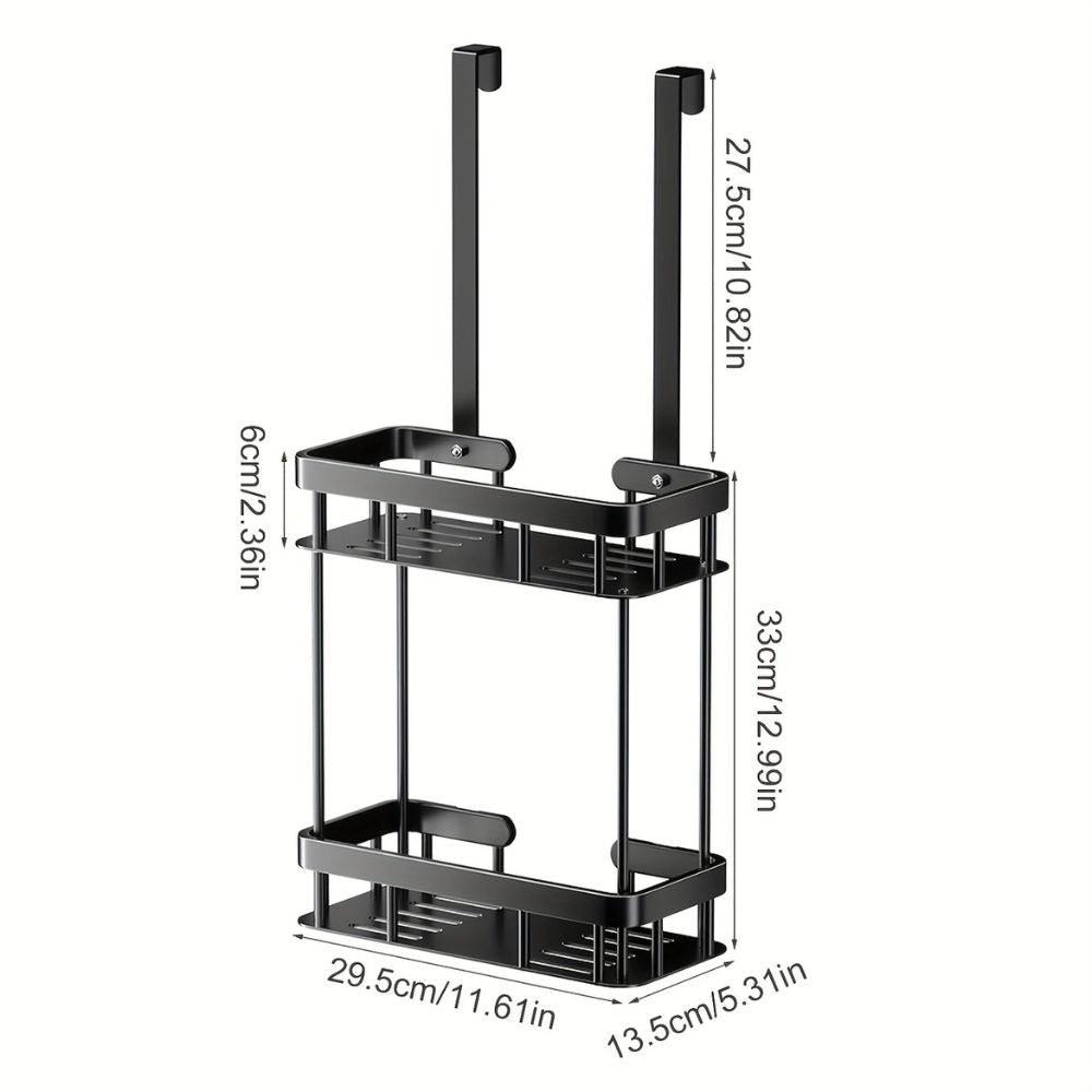 Hanging Shower Caddy Rack, Black No-Drill Bathroom Storage - product view 1