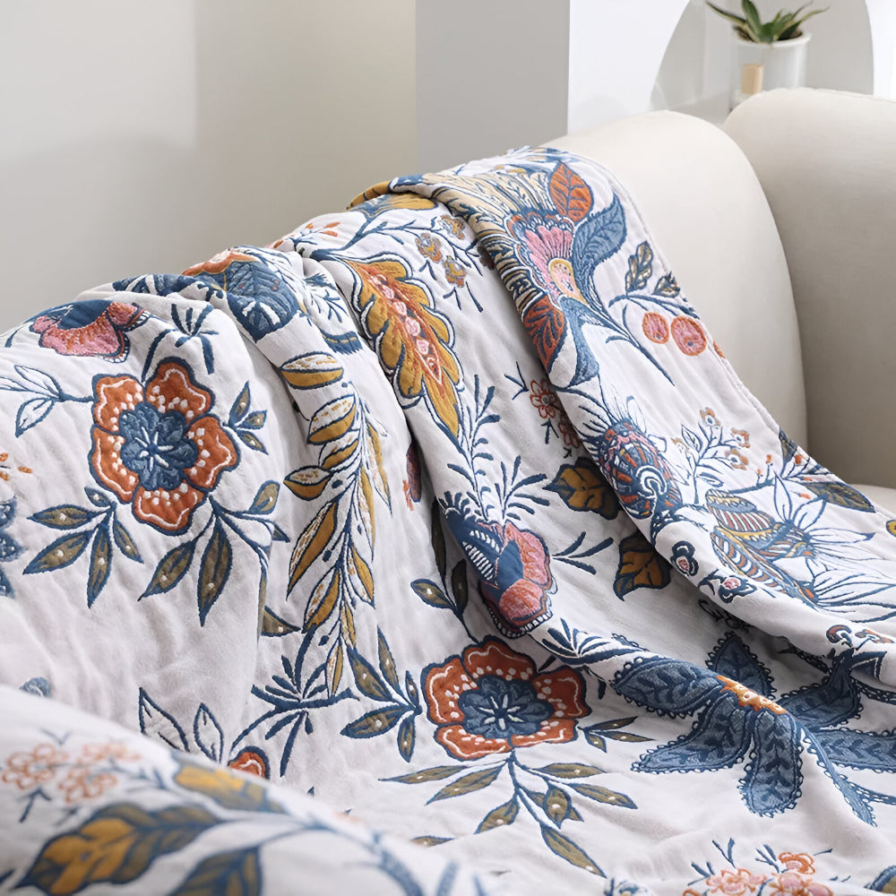 Reversible Floral Throw Blanket with Tassels — product view 5