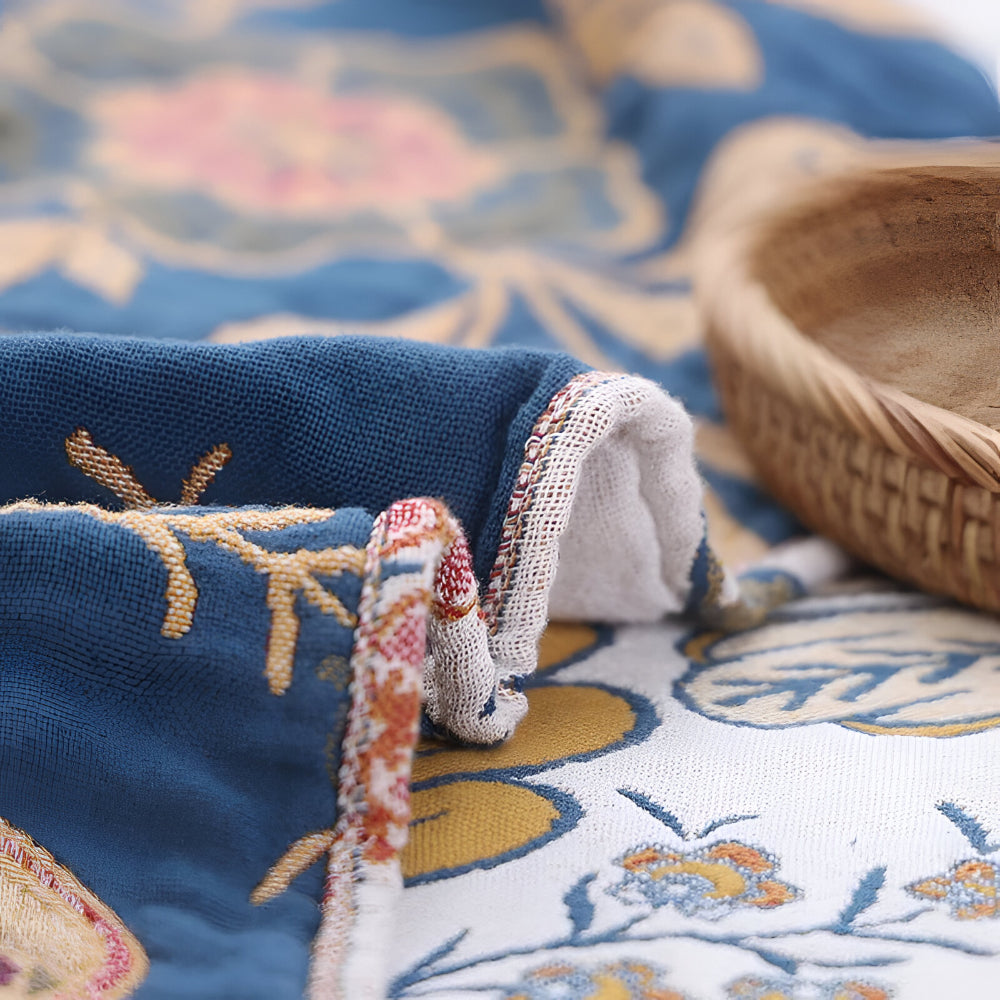 Reversible Floral Throw Blanket with Tassels — product view 6