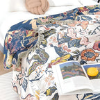 Reversible Floral Throw Blanket with Tassels — product view 4
