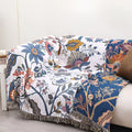 Reversible Floral Throw Blanket with Tassels — product view 1