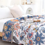 Reversible Floral Throw Blanket with Tassels — product view 2