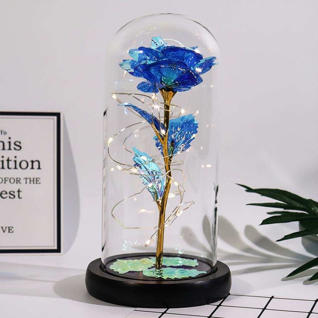 Rose Figure Display Glass Dome Gift Decoration
