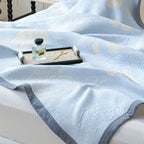 Blue Rose Cotton Blanket, Floral Bed and Sofa Throw - product view 2