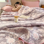 Floral Cotton Gauze Blanket, Lightweight Layer for Bed and Sofa - product view 8