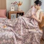 Floral Cotton Gauze Blanket, Lightweight Layer for Bed and Sofa - product view 7