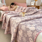 Floral Cotton Gauze Blanket, Lightweight Layer for Bed and Sofa - product view 2