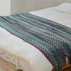 Boho Zigzag Knit Throw Blanket with Fringe, 129.54 x 218.44 cm - product view 2