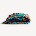 Boho Zigzag Knit Throw Blanket with Fringe, 129.54 x 218.44 cm - product view 4