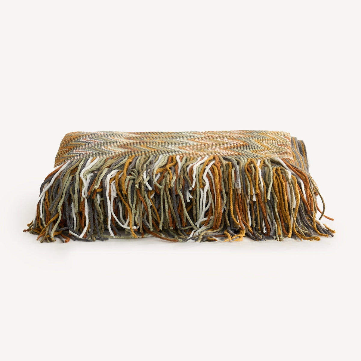 Boho Zigzag Knit Throw Blanket with Fringe, 129.54 x 218.44 cm - product view 6