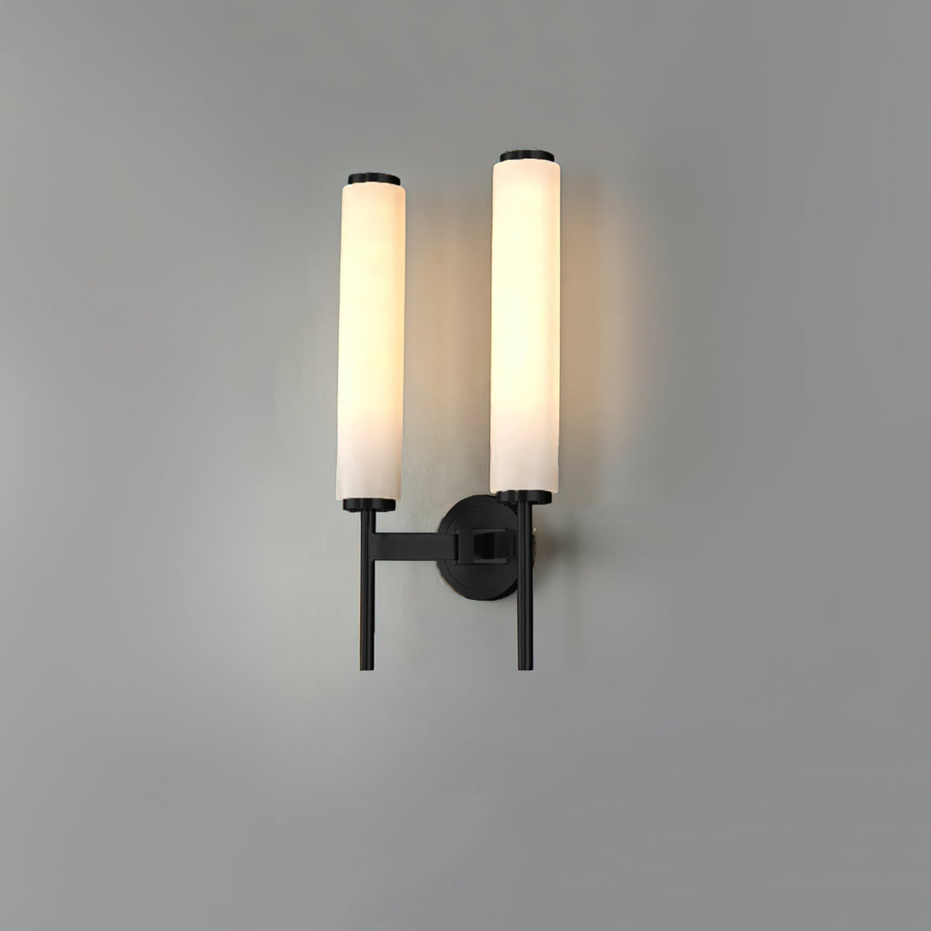Alabaster Wall Sconce with Brass or Black Frame - view 10
