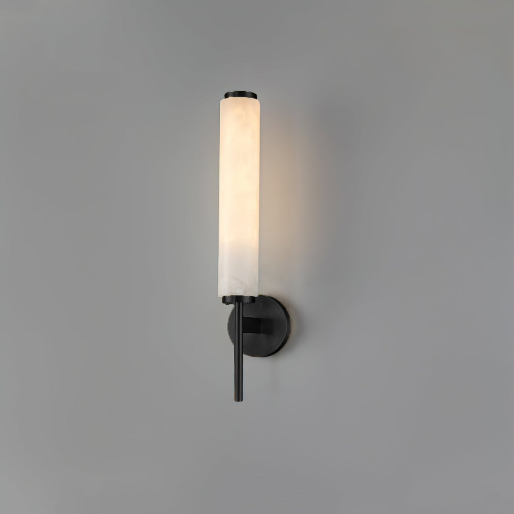 Alabaster Wall Sconce with Brass or Black Frame - view 30