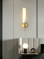 Alabaster Wall Sconce with Brass or Black Frame - view 15