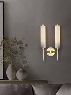 Alabaster Wall Sconce with Brass or Black Frame - view 19