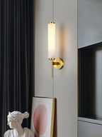 Alabaster Wall Sconce with Brass or Black Frame - view 20