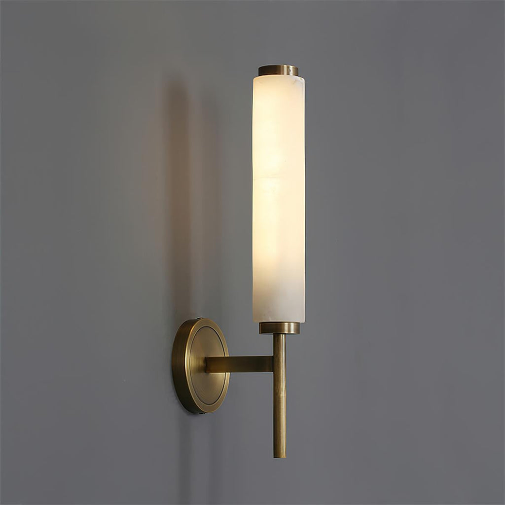 Alabaster Wall Sconce with Brass or Black Frame - view 1