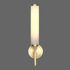 Alabaster Wall Sconce with Brass or Black Frame - view 25