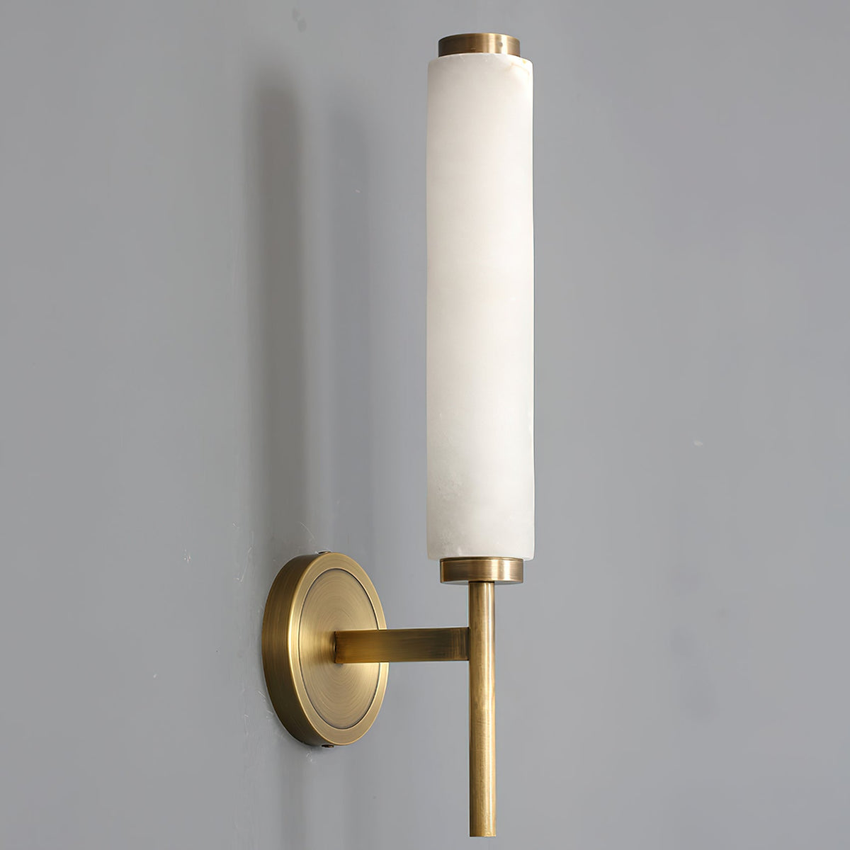 Alabaster Wall Sconce with Brass or Black Frame - view 26