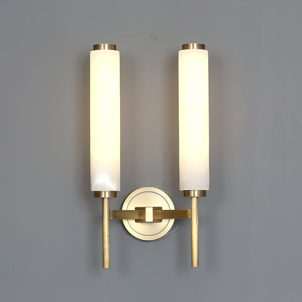 Alabaster Wall Sconce with Brass or Black Frame - view 27
