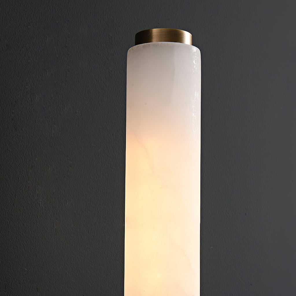 Alabaster Wall Sconce with Brass or Black Frame - view 8